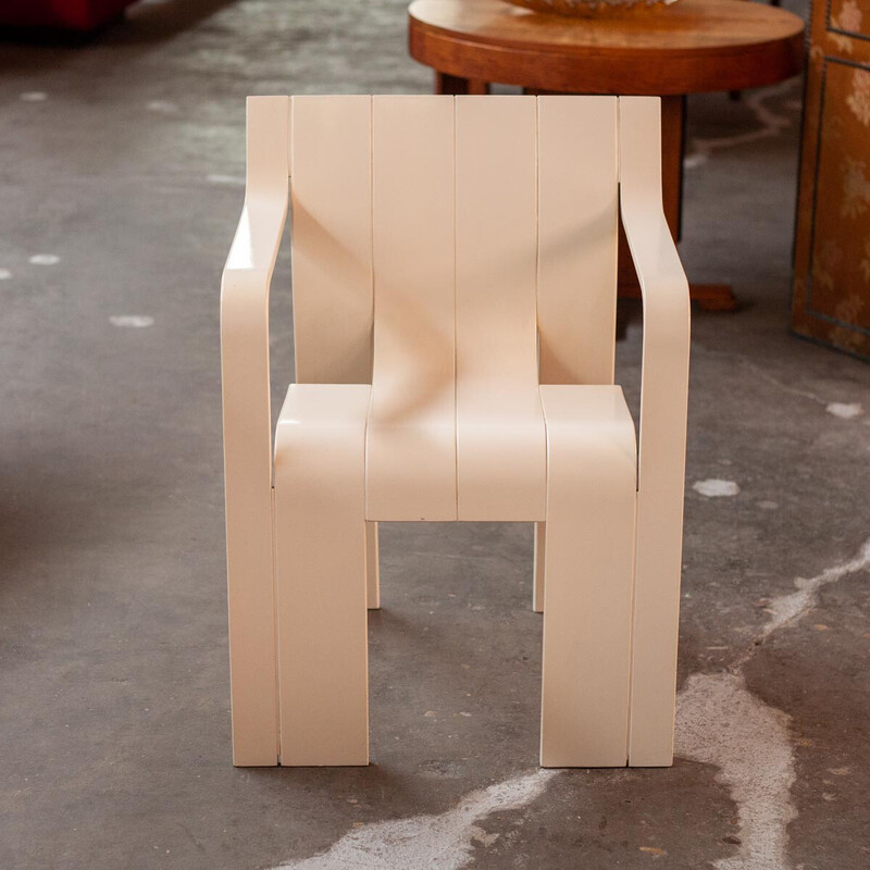 Set of 4 vintage white Strip chairs by Gijs Bakker for Castelijn, 1974