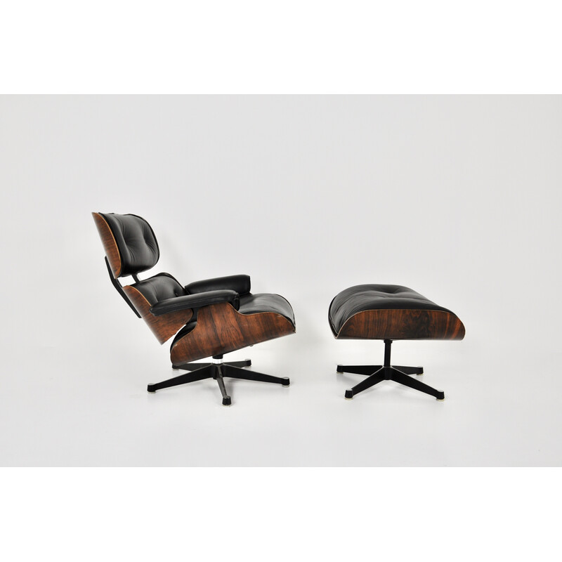 Vintage Sessel mit Ottoman von Charles und Ray Eames für Herman Miller, 1970