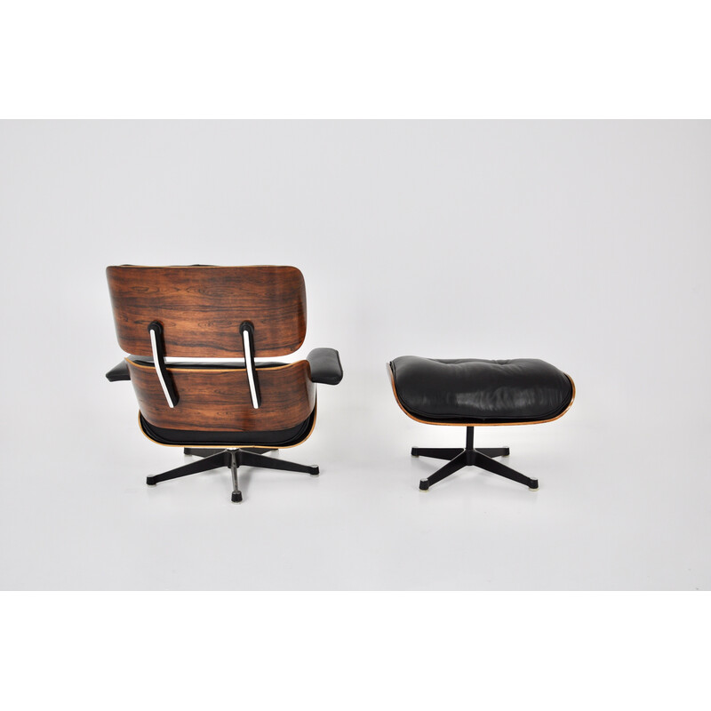 Vintage fauteuil met voetenbankje van Charles en Ray Eames voor Herman Miller, 1970