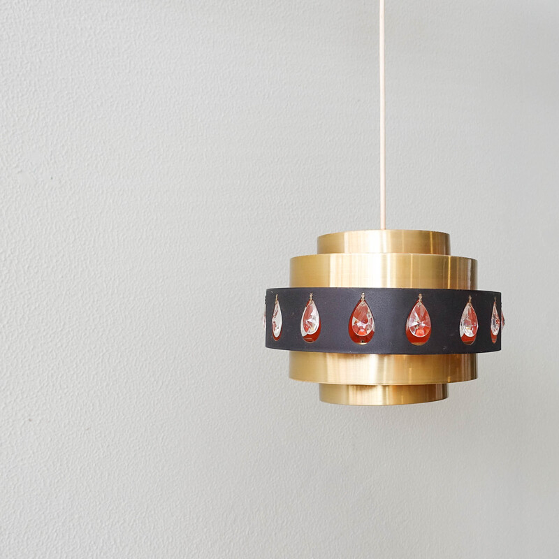 Vintage aluminum pendant lamp by Werner Schou for Coronell Elektro, Denmark 1970s