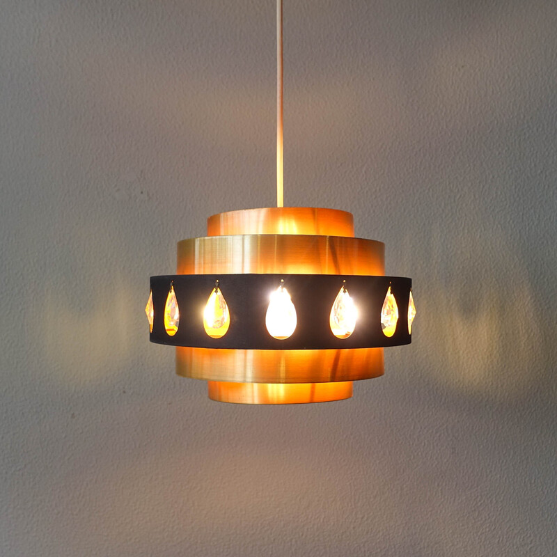 Vintage aluminum pendant lamp by Werner Schou for Coronell Elektro, Denmark 1970s