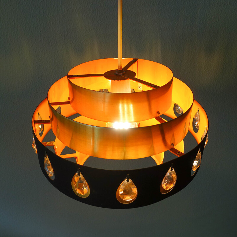 Vintage aluminum pendant lamp by Werner Schou for Coronell Elektro, Denmark 1970s