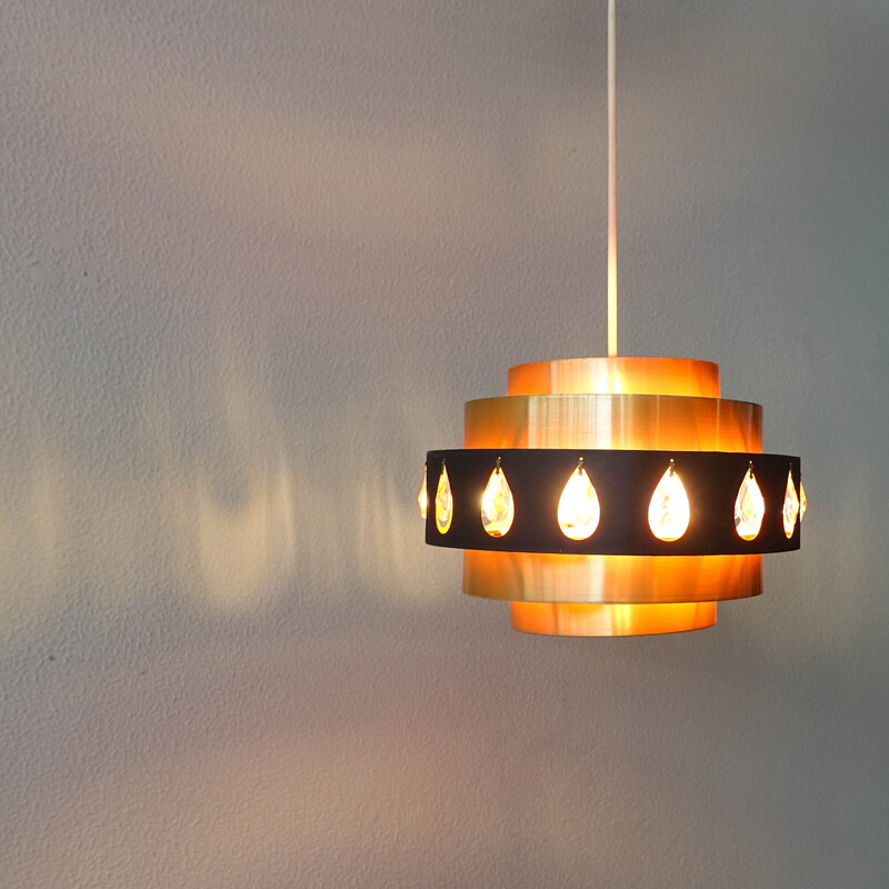 Vintage aluminum pendant lamp by Werner Schou for Coronell Elektro, Denmark 1970s