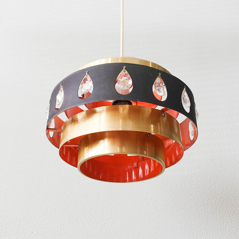 Vintage aluminum pendant lamp by Werner Schou for Coronell Elektro, Denmark 1970s