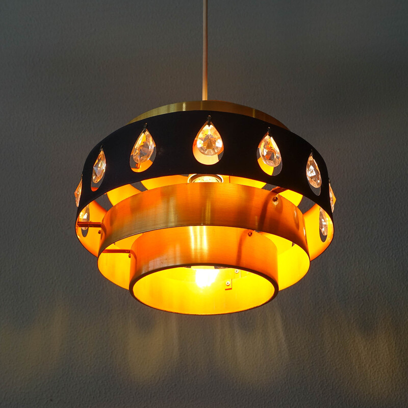 Vintage aluminum pendant lamp by Werner Schou for Coronell Elektro, Denmark 1970s