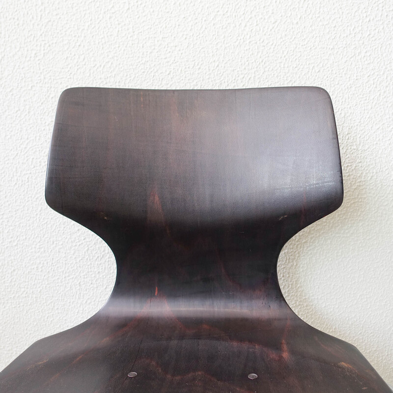 Cadeira em contraplacado esculpida Vintage por Adam Stegner para Pagholz Flotötto, 1970