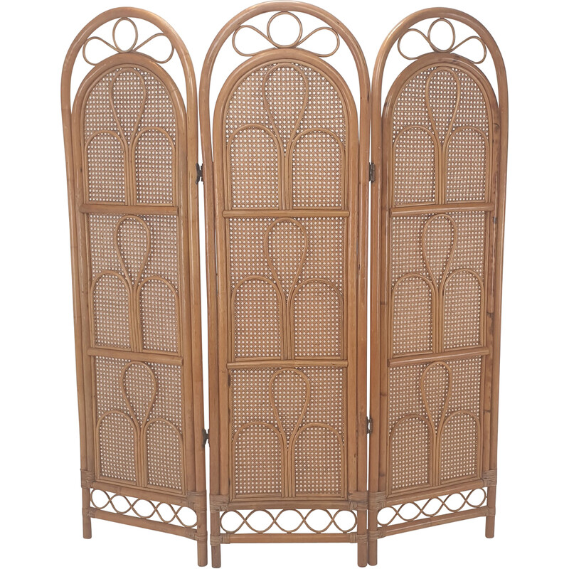 Italian vintage room divider in rattan and wicker, 1960s