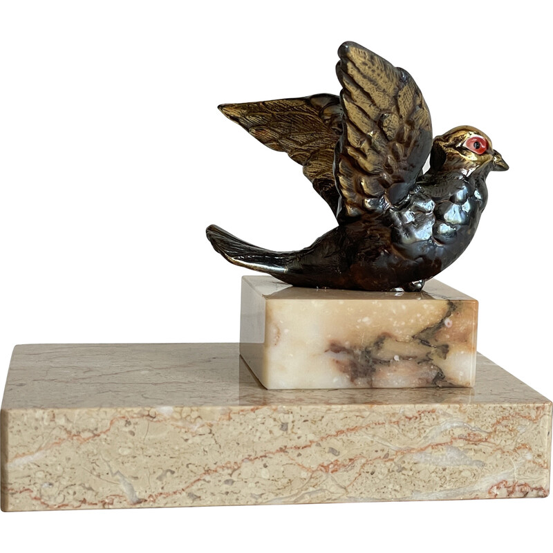 Vintage Art Deco paperweight bird on marble