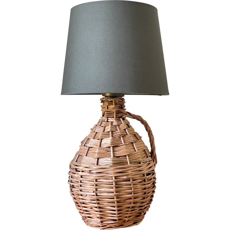 Vintage lamp Dame Jeanne in rattan