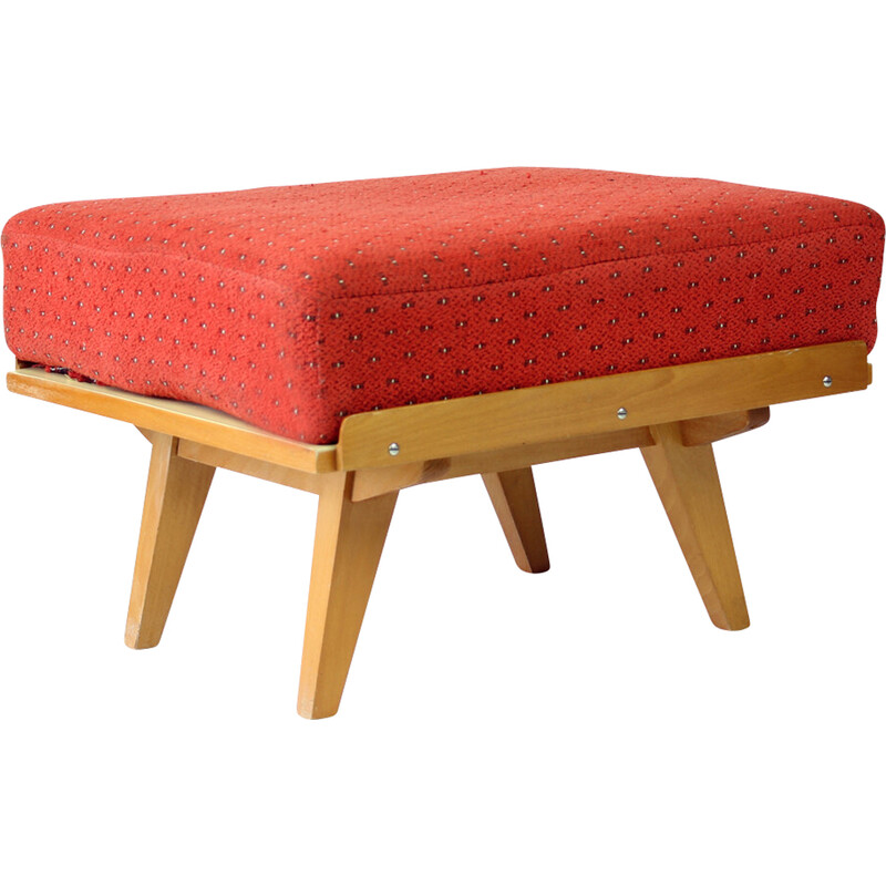 Vintage beechwood ottoman by Tatra, Czechoslovakia 1960s