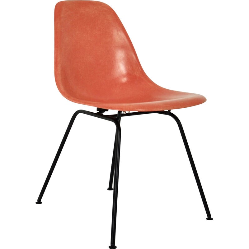 Vintage DSX orange fiberglass chair by Charles and Ray Eames for Herman Miller, 1960