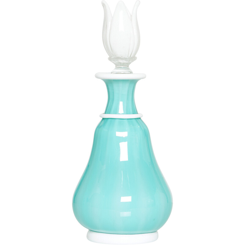 Botella vintage en vidrio opalino turquesa de Murano de Barovier y Toso, 1950