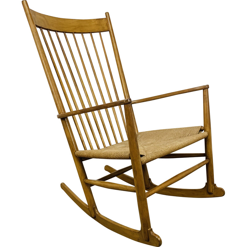 Scandinavian vintage rocking chair J16 by Hans Wegner, 1960