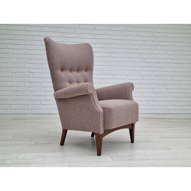 Vintage Deense fauteuil met hoge rug van Fritz Hansen, 1960