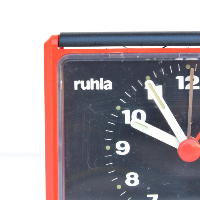 Vintage red plastic alarm clock by Ruhla, Germany 1980s