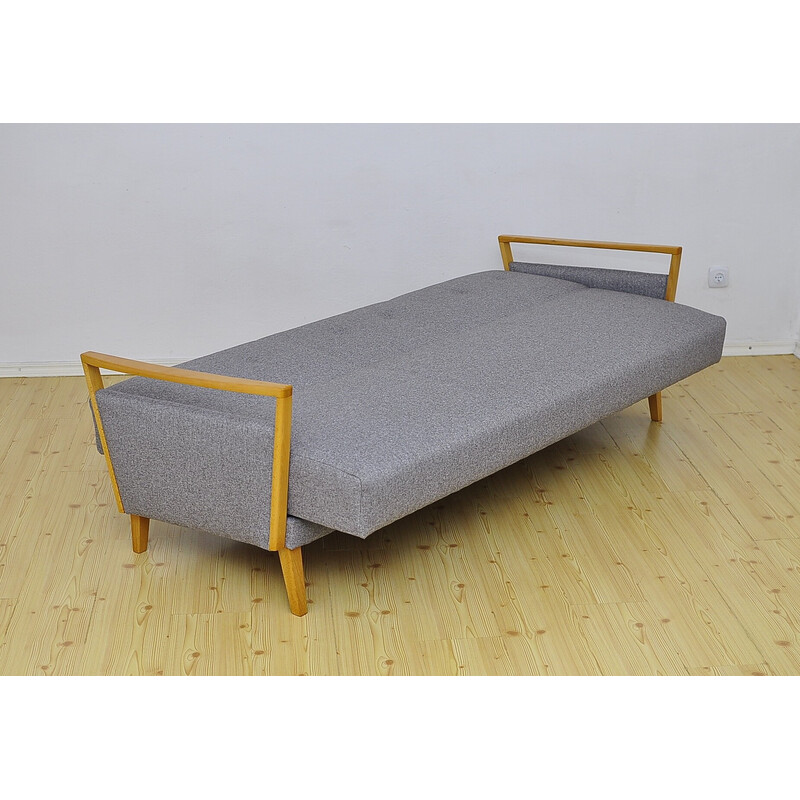 Vintage beechwood sofa with sleeping function, 1960s