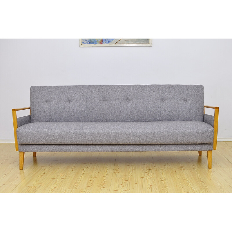 Vintage beechwood sofa with sleeping function, 1960s