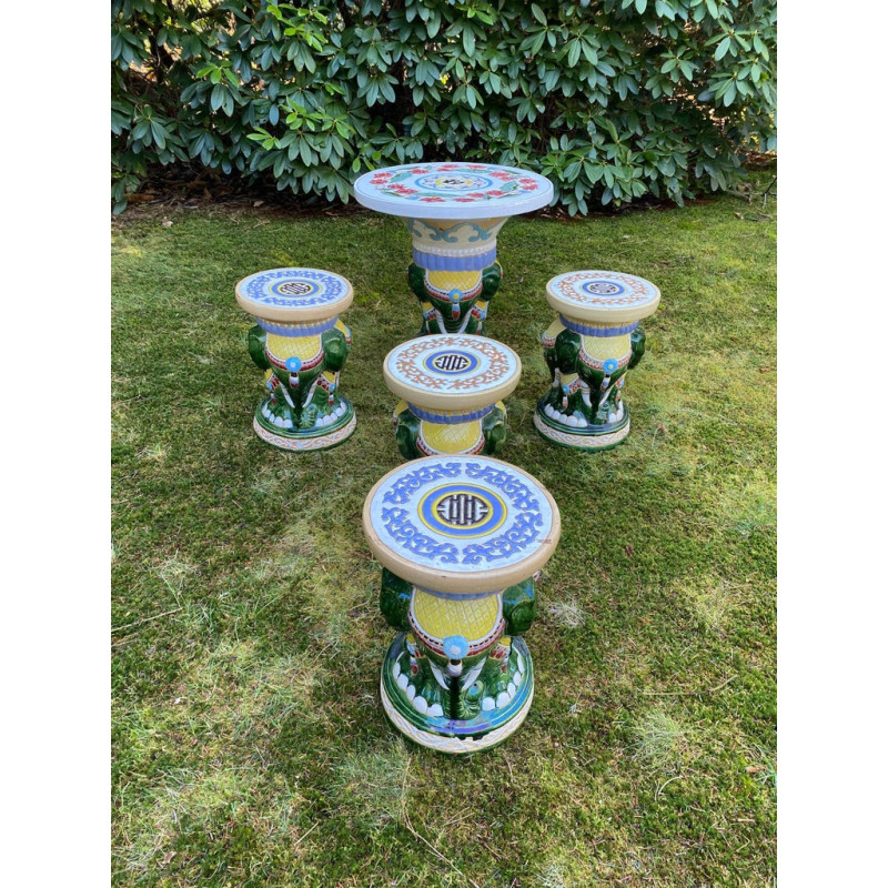 Vintage Multicolor Gartenset mit Elefanten, 1960-1970