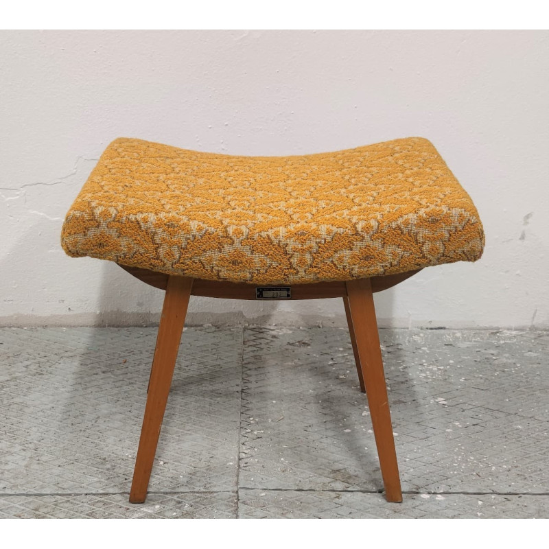 Vintage czechoslovakian footrest in dark yellow by Mitop Brno, 1970s