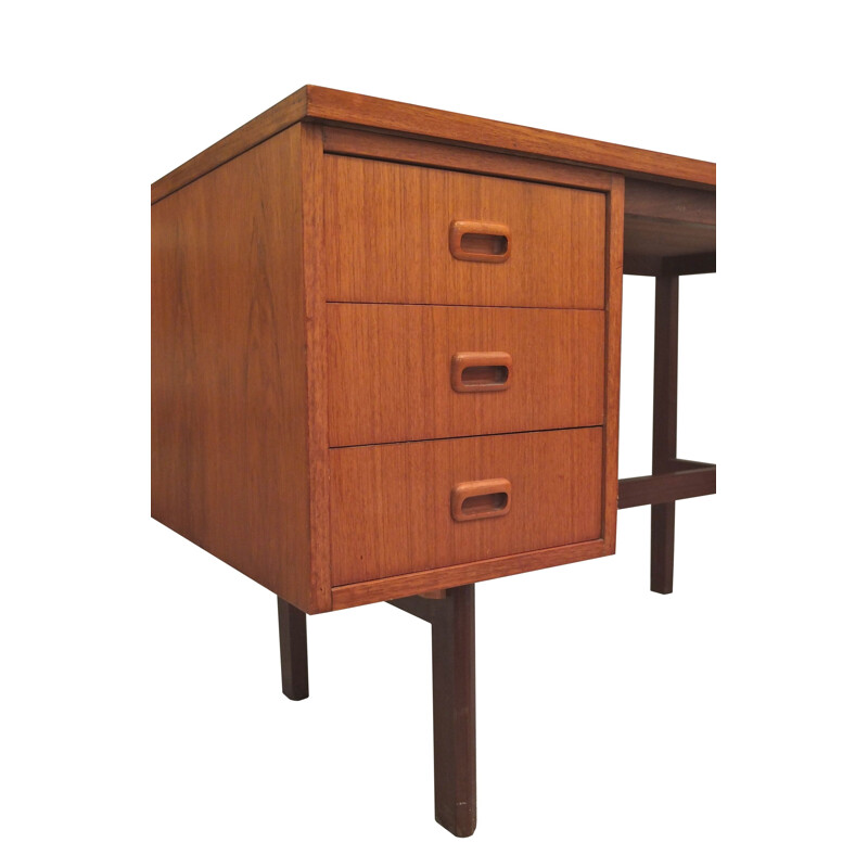 Rectangular wooden desk with multiple compartments - 1960s