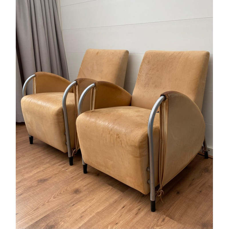Paar vintage Art Deco fauteuils van Jan des Bouvrie voor Gelderland