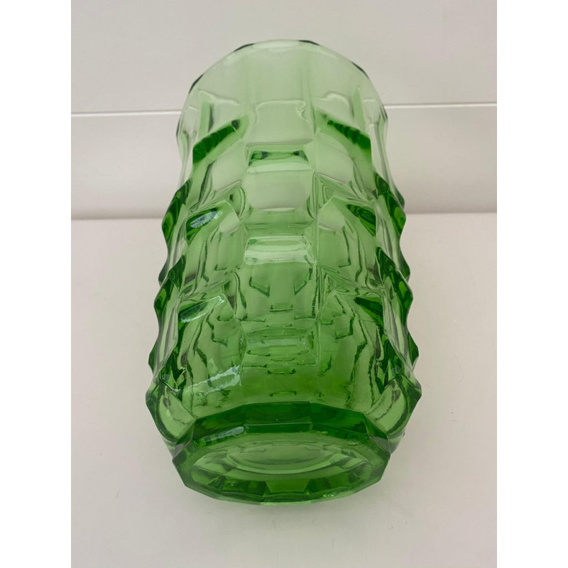 Vintage green Art Deco vase by August Walther and Söhne, Germany 1930s