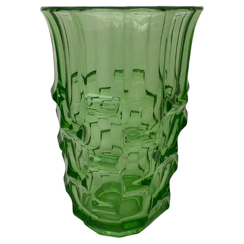 Vintage green Art Deco vase by August Walther and Söhne, Germany 1930s