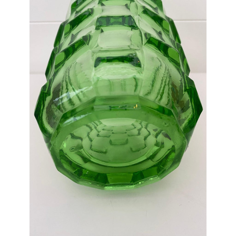 Vintage green Art Deco vase by August Walther and Söhne, Germany 1930s