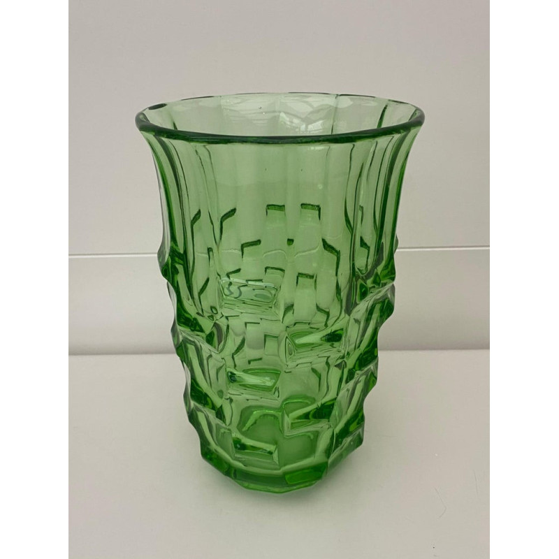 Vintage green Art Deco vase by August Walther and Söhne, Germany 1930s