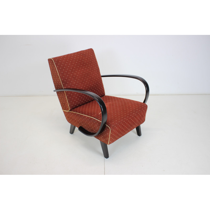 Vintage bentwood and fabric armchair by Jindrich Halabala for Up zavody, Czechoslovakia 1950s