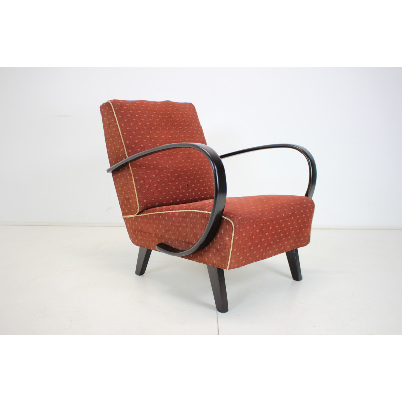 Vintage bentwood and fabric armchair by Jindrich Halabala for Up zavody, Czechoslovakia 1950s