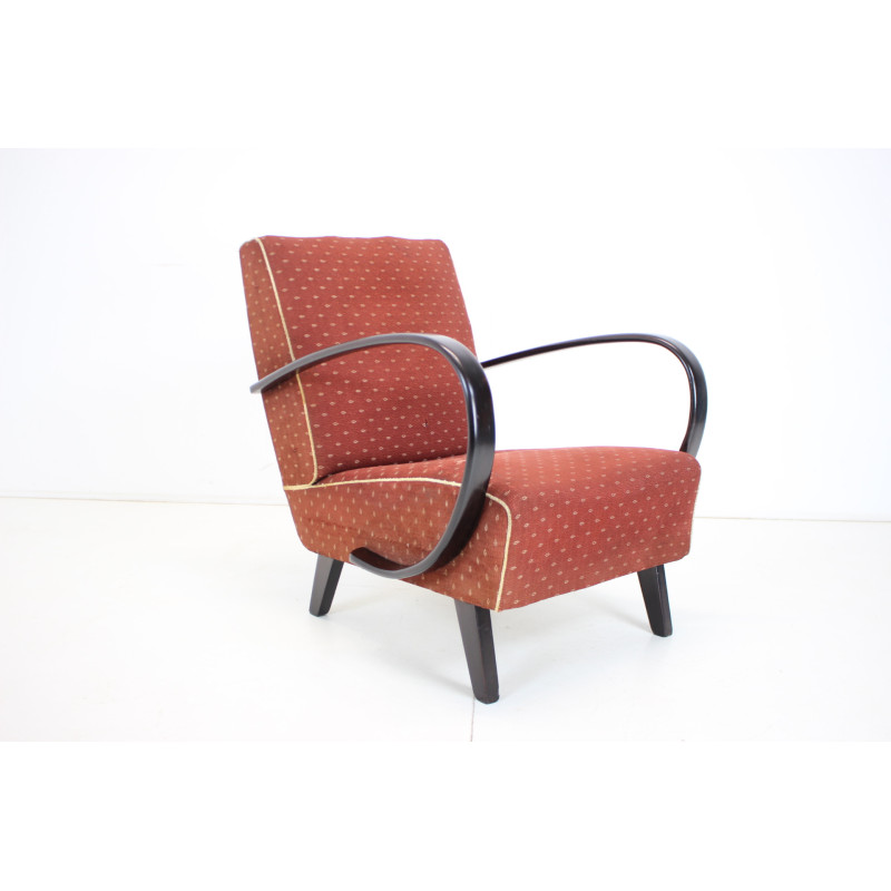 Vintage bentwood and fabric armchair by Jindrich Halabala for Up zavody, Czechoslovakia 1950s