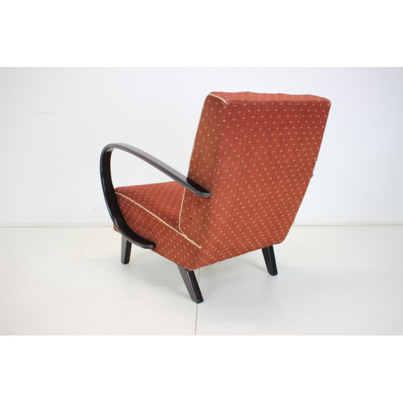 Vintage bentwood and fabric armchair by Jindrich Halabala for Up zavody, Czechoslovakia 1950s