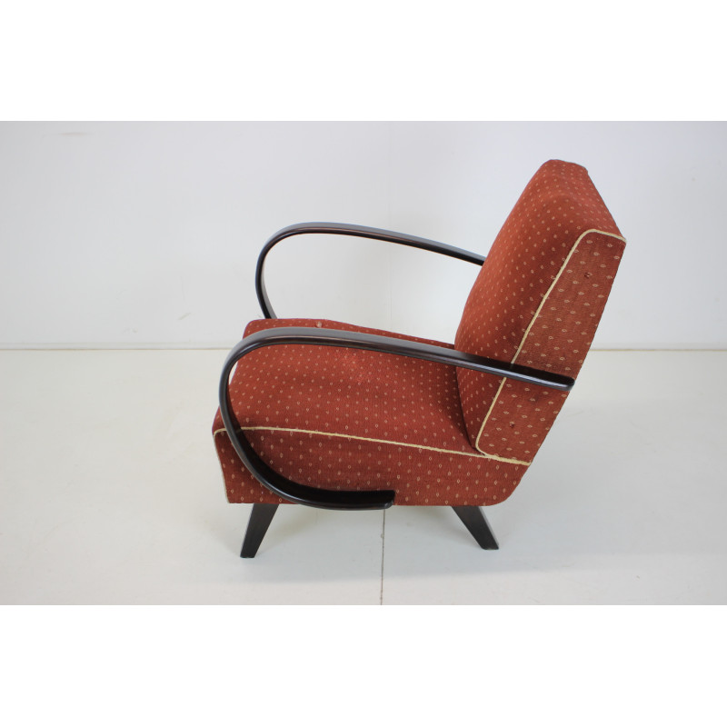 Vintage bentwood and fabric armchair by Jindrich Halabala for Up zavody, Czechoslovakia 1950s