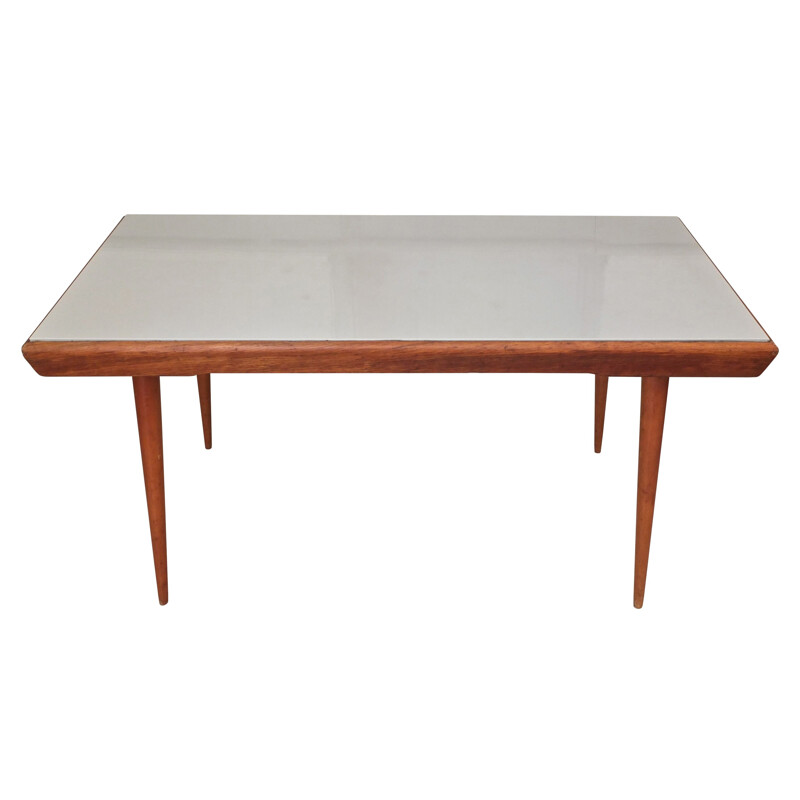 Grey beechwood and resin coffee table - 1960s