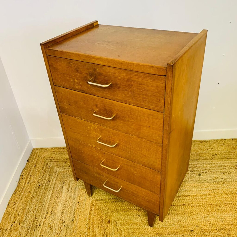 Vintage wooden chest of 5 drawers