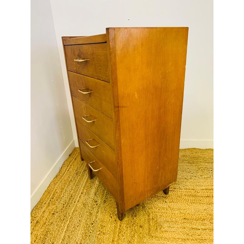 Vintage wooden chest of 5 drawers