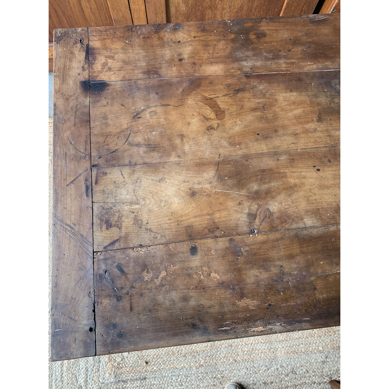 Mesa de granja de madera vintage con 1 cajón