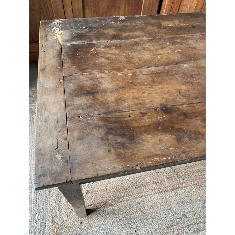 Tavolo agricolo vintage in legno con 1 cassetto