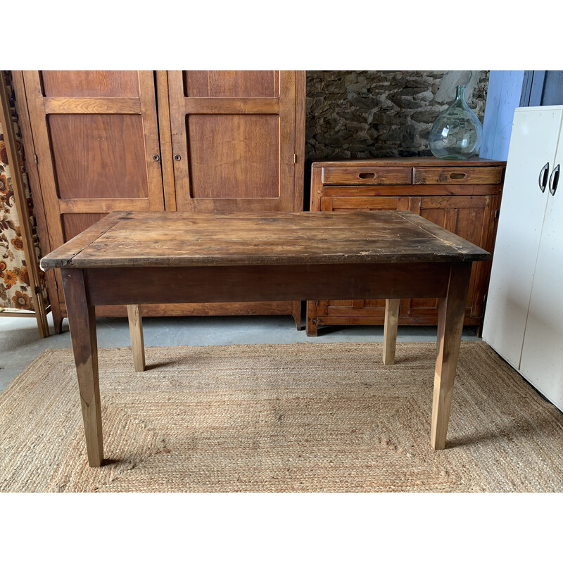 Vintage wooden farm table with 1 drawer