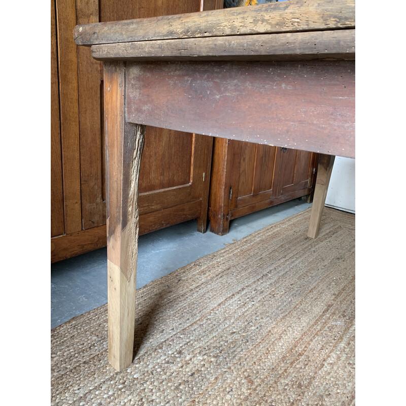 Vintage-Bauernhoftisch aus Holz mit 1 Schublade