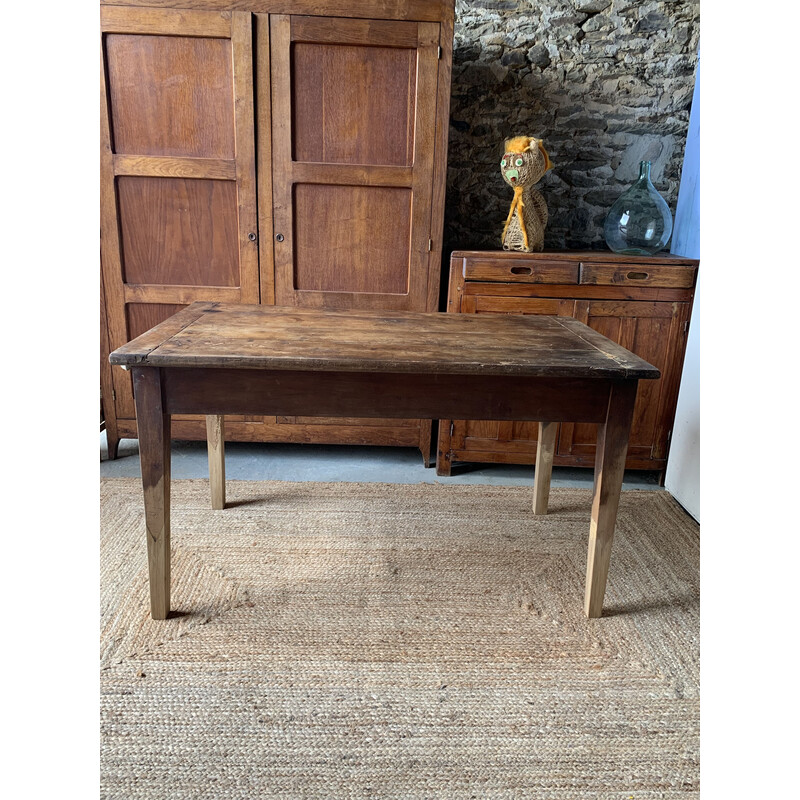 Vintage wooden farm table with 1 drawer