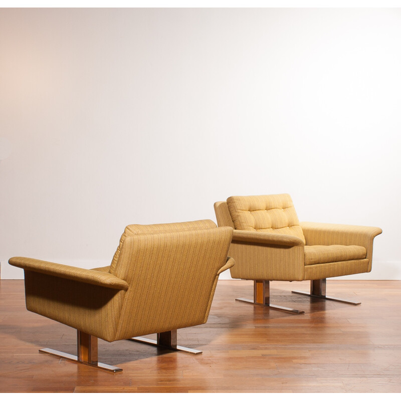 Pair of yellow Lounge Chairs, Johannes ANDERSEN - 1960s