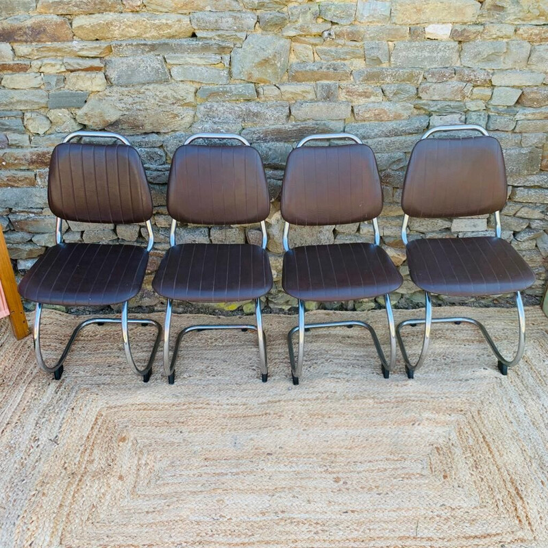 Conjunto de 4 cadeiras de cantilever vintage de Marcel Breuer
