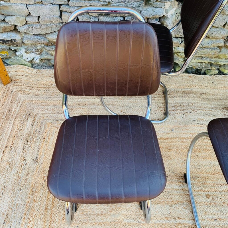 Ensemble de 4 chaises vintage en porte à faux par Marcel Breuer