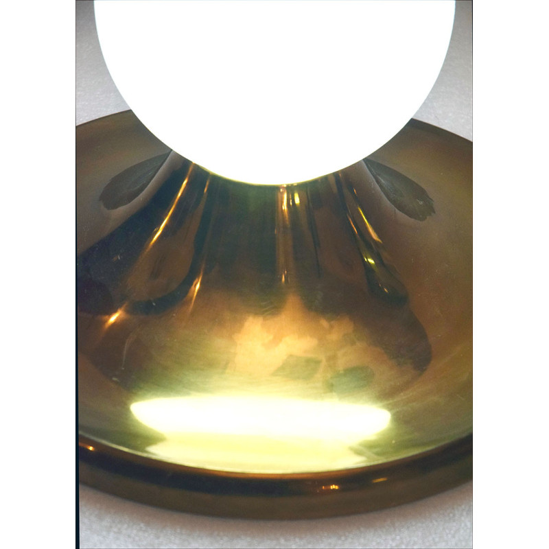 Vintage wall lamp in brass and opaline glass by Gino Sarfatti for Flos, 1970s