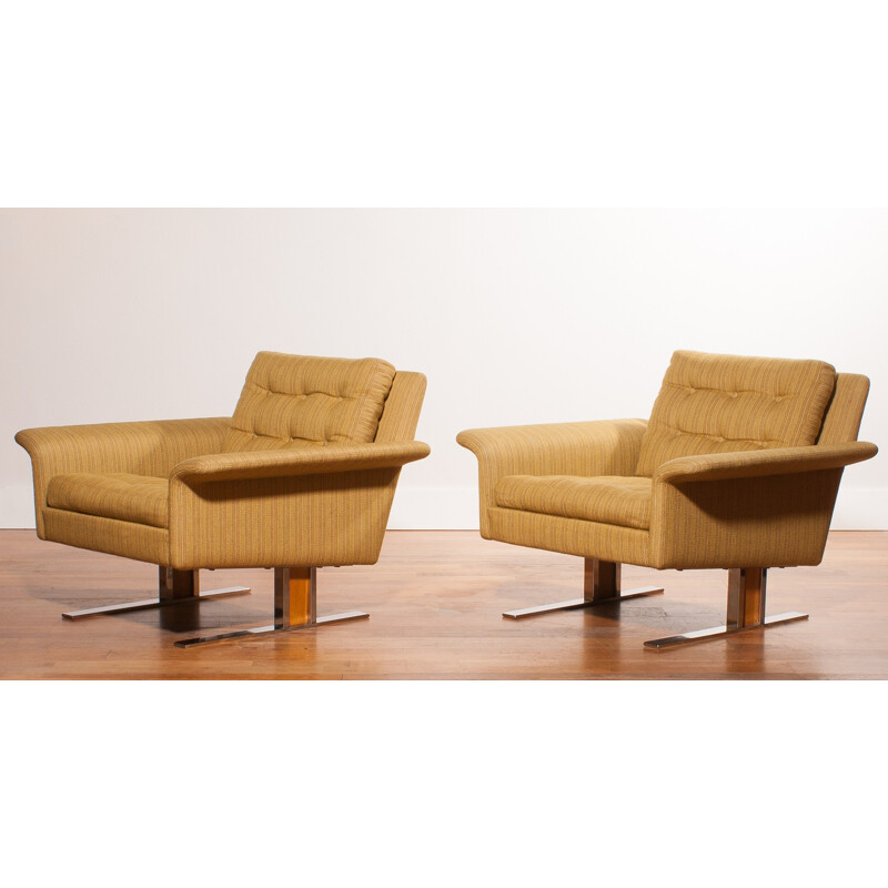 Pair of yellow Lounge Chairs, Johannes ANDERSEN - 1960s