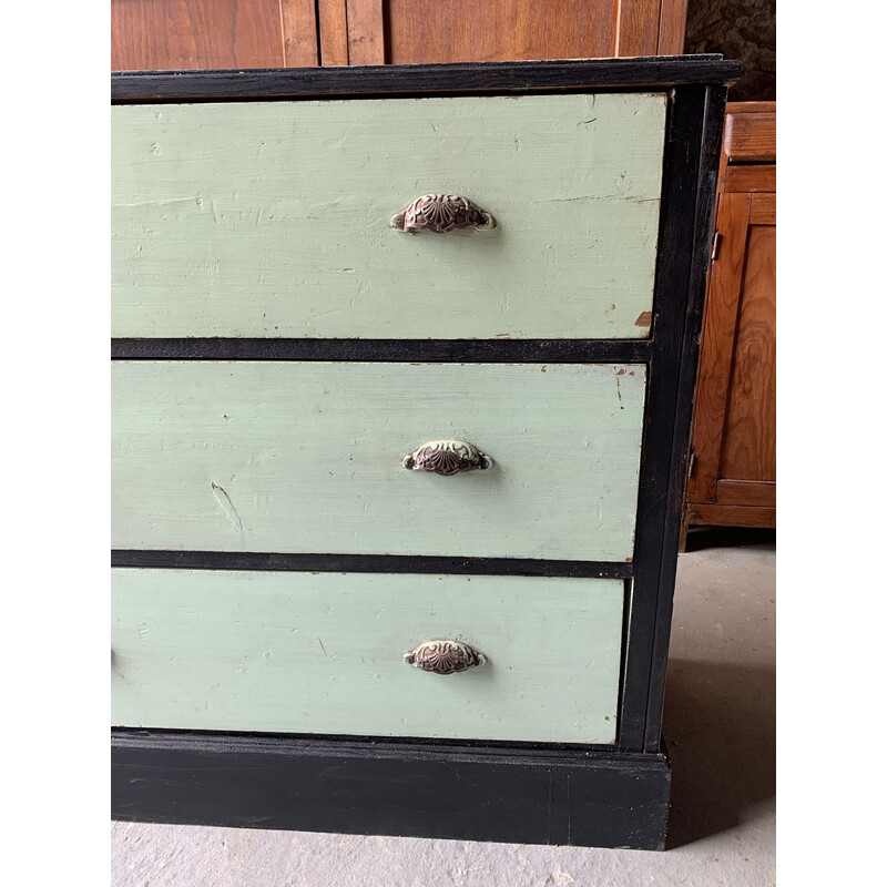 Vintage green dresser with 3 drawers