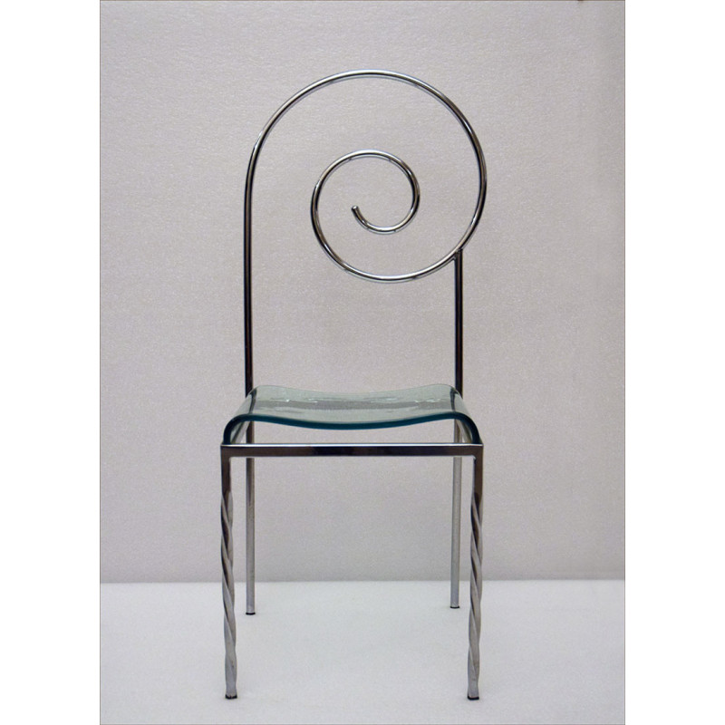 Set of 4 vintage Suspiral chairs by Luigi Serafini for Sawaya and Moroni, 1980s