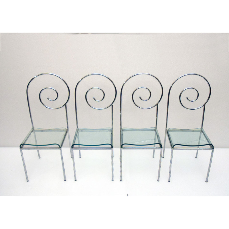Set di 4 sedie vintage Suspiral di Luigi Serafini per Sawaya e Moroni, 1980